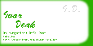 ivor deak business card